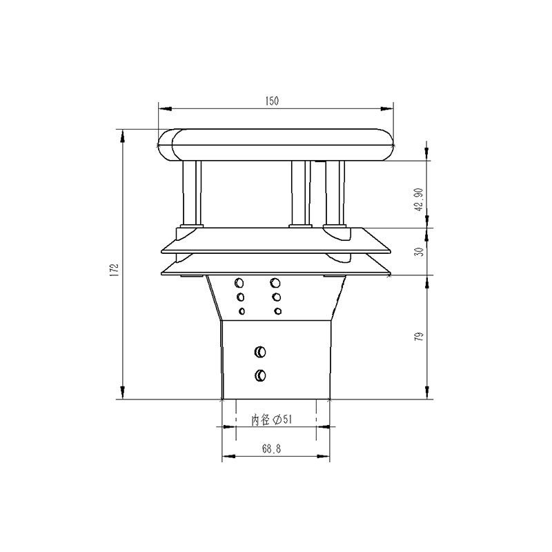 Ultrasonic Anemometer Ultra Mini product size diagram